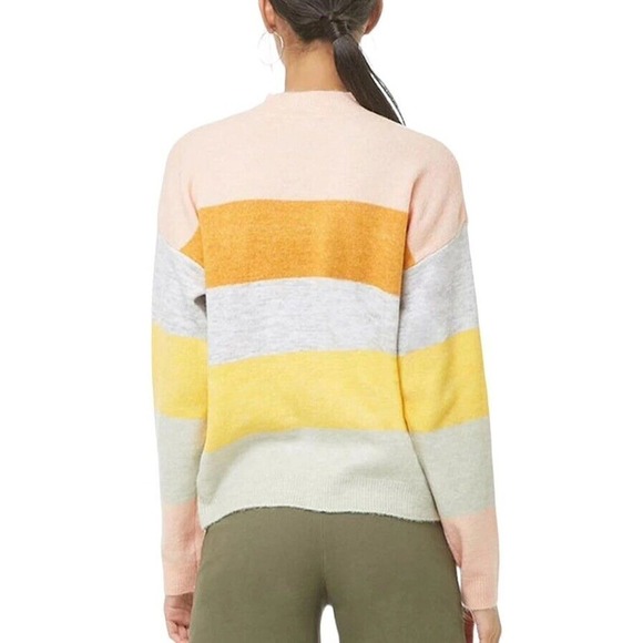 Forever 21 Womens Sweater Medium‎ Mock Neck Long Sleeve Color Block Multicolor - Picture 7 of 13